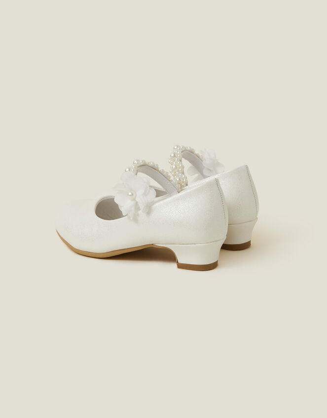 Girls Pearl Strap Flamenco Shoes, Ivory (IVORY), large