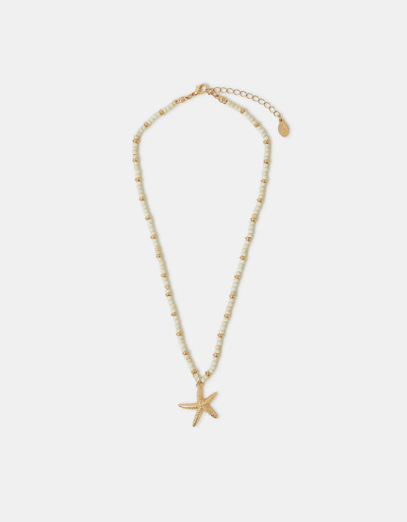 Starfish Pendant Bead Necklace, , large