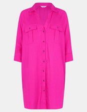 Long Sleeve Beach Cover Up Shirt, Pink (PINK), large