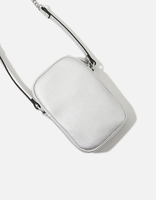Quilted Phone Cross-Body Purse, Silver (SILVER), large