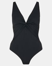 Knot Front Shaping Swimsuit, Black (BLACK), large