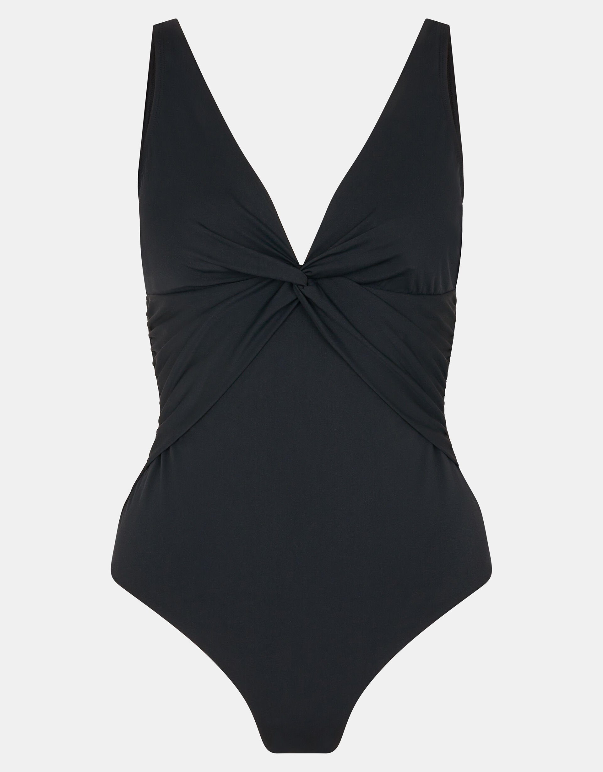 Knot Front Shaping Swimsuit, Black (BLACK), large