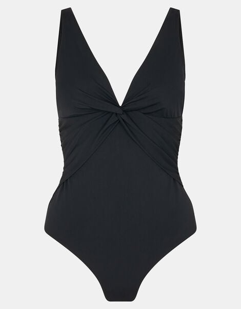 Knot Front Shaping Swimsuit, Black (BLACK), large
