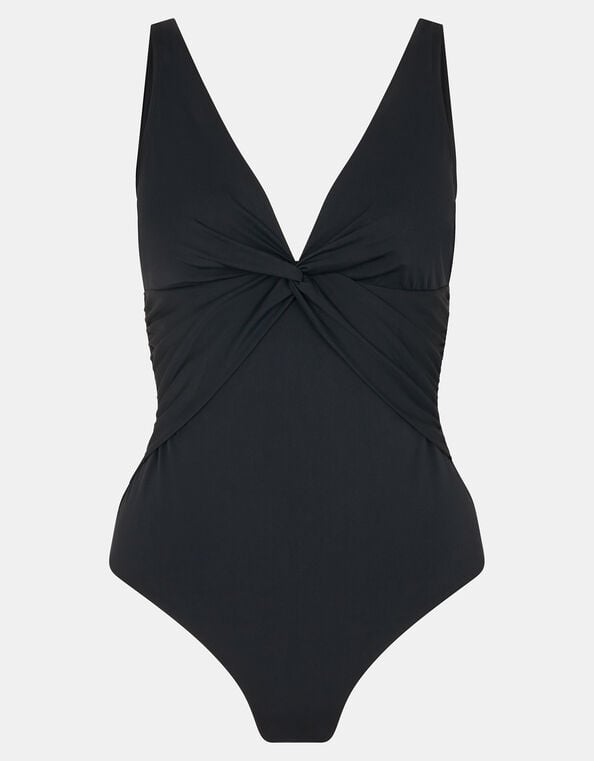 Knot Front Shaping Swimsuit, Black (BLACK), large