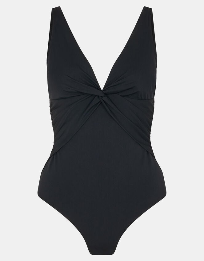 Knot Front Shaping Swimsuit, Black (BLACK), large