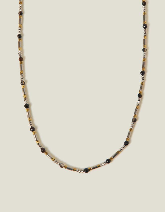 14ct Gold-Plated Stainless Steel Mix Bead Necklace, , large