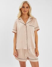 Satin Short Pyjamas Set, Camel (BEIGE), large