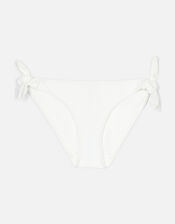 Ribbed Bunny Tie Bikini Briefs, White (WHITE), large
