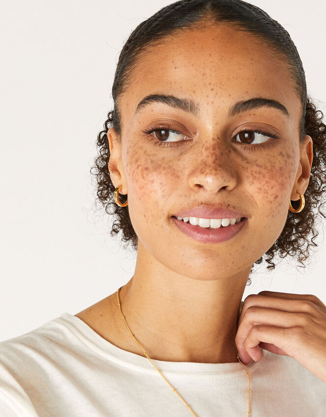 Gold-Plated Sparkle Star Hoop Earrings, , large
