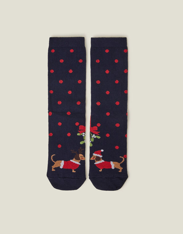 Dogs in Love Christmas Socks, Blue (NAVY), large