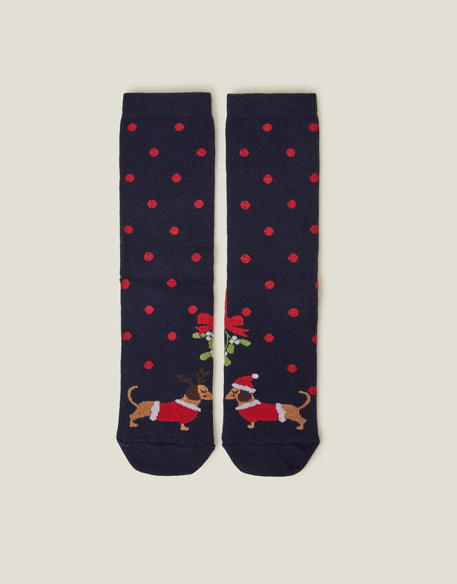 Dogs in Love Christmas Socks, Blue (NAVY), large