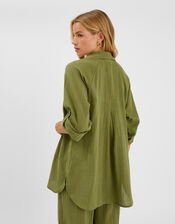 Long Sleeve Beach Cover Up Shirt, Green (KHAKI), large