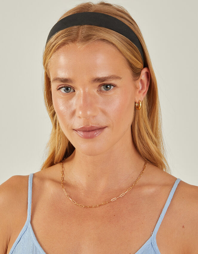 Thick Denim Headband, Black (BLACK), large