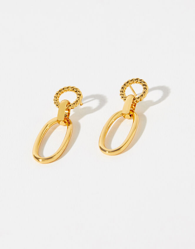 Gold-Plated Rope Link Drop Earrings, , large