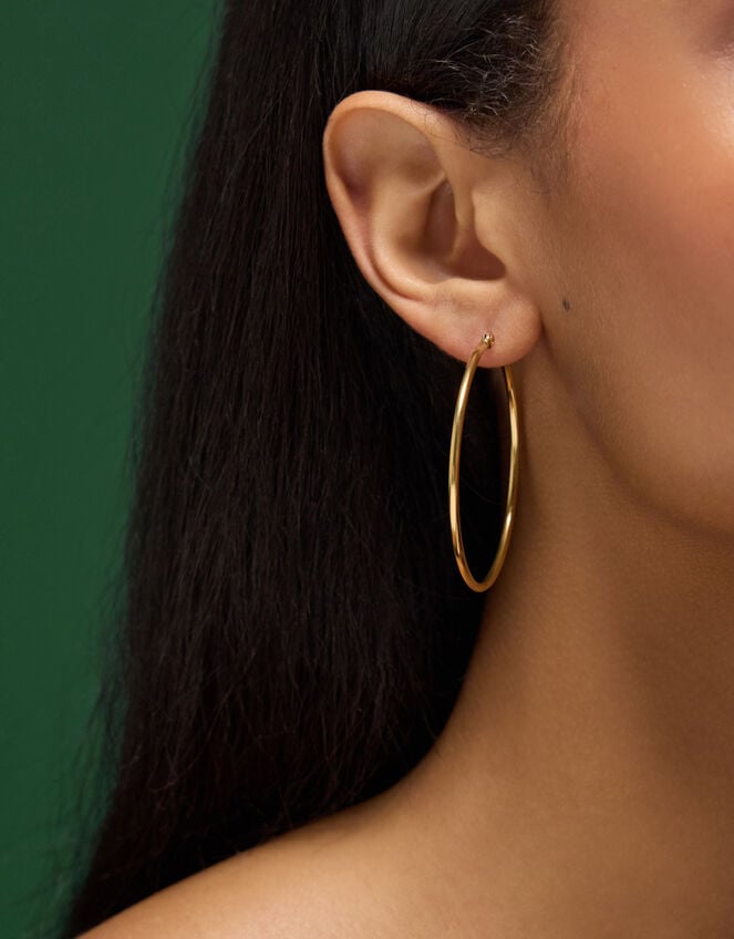 Stainless Steel Large Hoop Earrings, , large