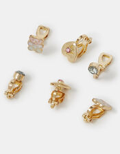 3-Pack Girls Bear Clip-On Earrings, , large