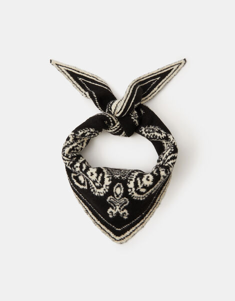 Large Paisley Knitted Triangle Scarf, , large