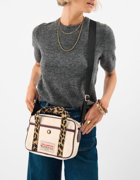 Top Handle Canvas Crossbody Bag, Cream (CREAM), large
