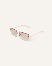 Ombre Rimless Rectangle Sunglasses, , large