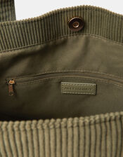 Corduroy Shopper Bag, Green (KHAKI), large