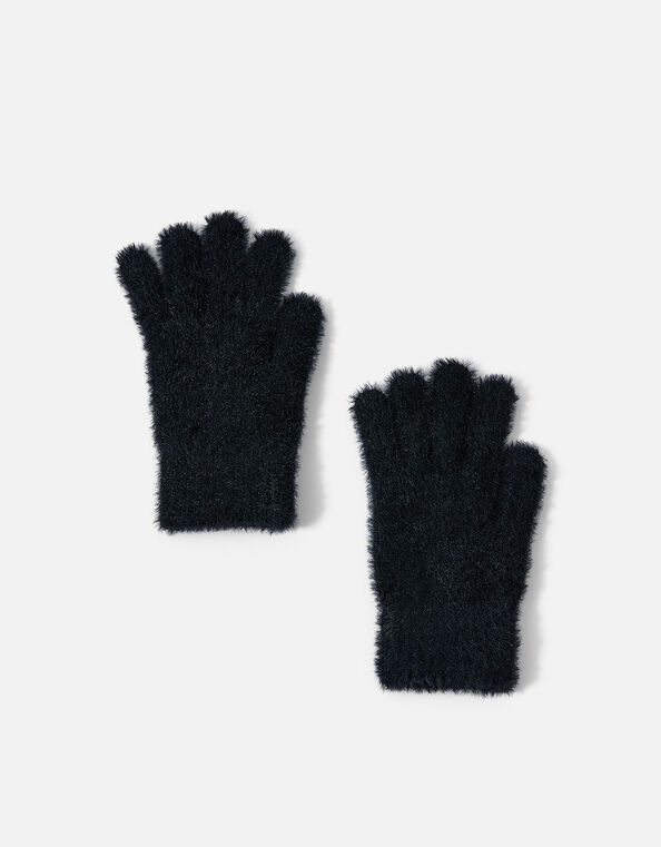 Super-Stretch Fluffy Knit Gloves Black, Black (BLACK), large