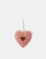 Beaded Heart Velvet Christmas Tree Decoration, , large