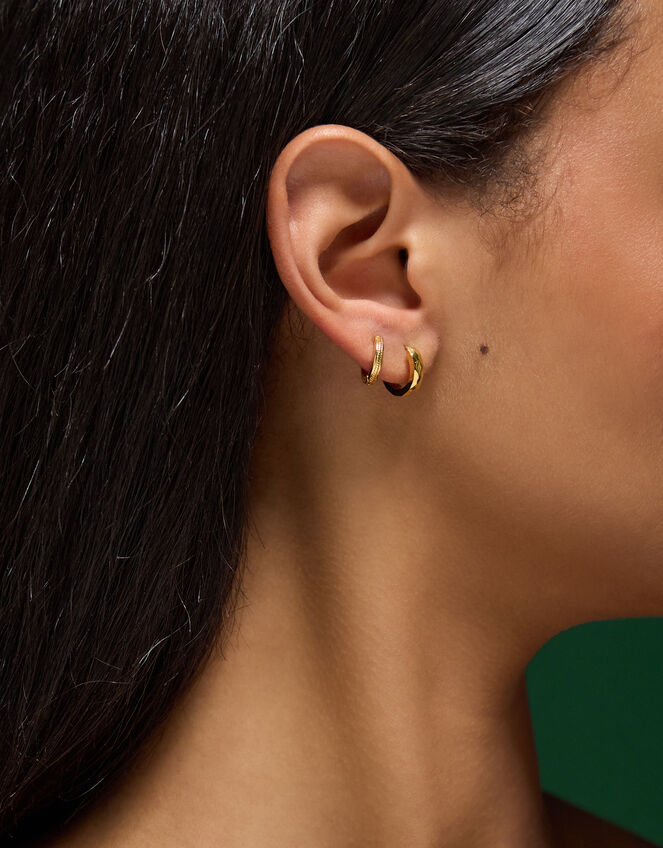 3-Pack Stainless Steel Clicker Hoop Earrings, , large