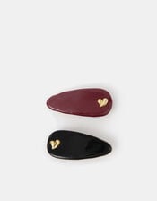 2-Pack Patent Heart Hair Clips, , large