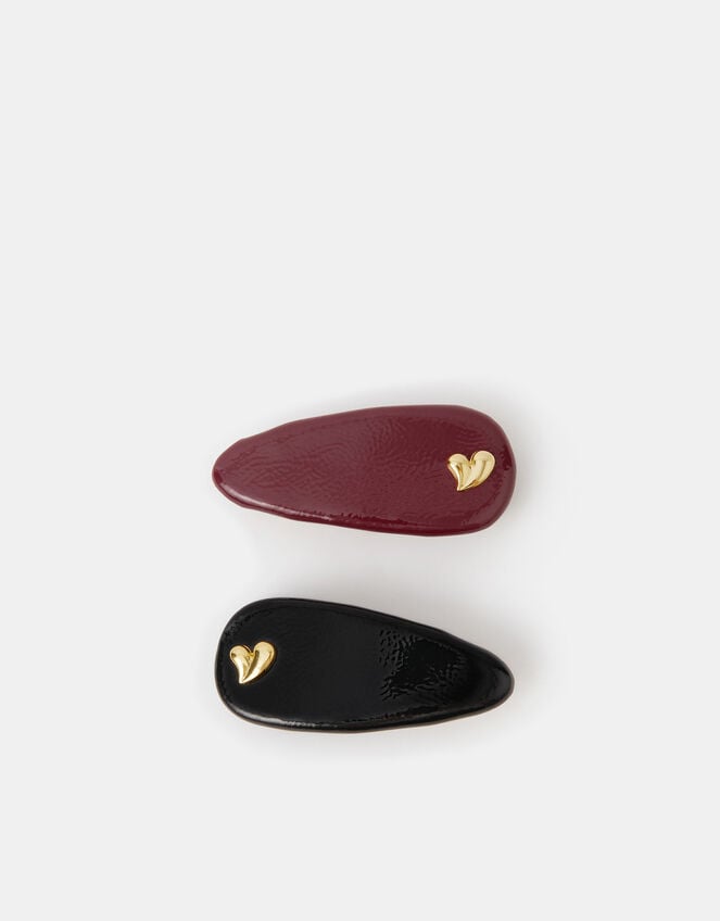 2-Pack Patent Heart Hair Clips, , large