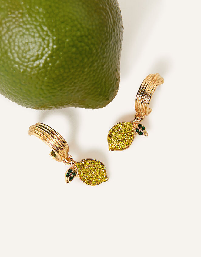 Sparkly Lemon Hoop Earrings , , large