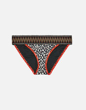 Leopard Print Elastic Trim Bikini Briefs, Black (BLACK WHITE), large
