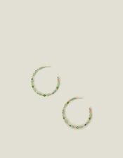 Large Beaded Hoop Earrings, , large