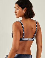 Stripe Crinkle Tie Bikini Top, Blue (NAVY), large
