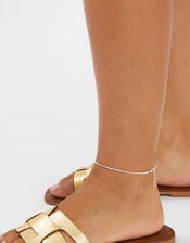 Sterling Silver-Plated Beaded Anklet, , large