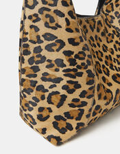 Leopard Print Leather Shoulder Bag, , large