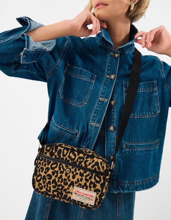 Canvas Crossbody Bag, Leopard (LEOPARD), large
