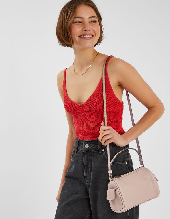 Faux Leather Crossbody Bag, Brown (MOCHA), large