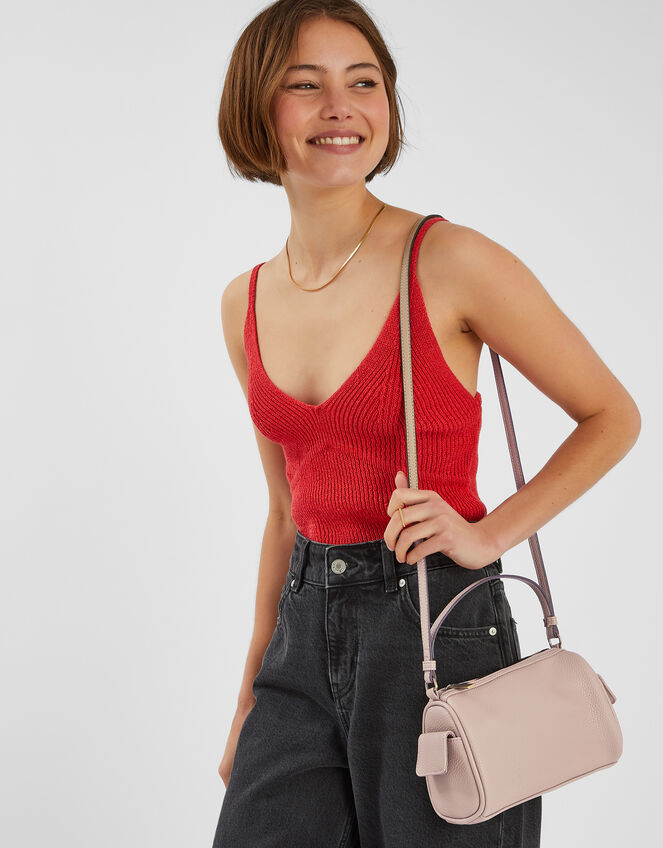 Faux Leather Crossbody Bag, Brown (MOCHA), large