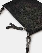 Metallic Leather Crossbody Bag, Black (BLACK), large