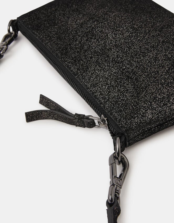 Metallic Leather Crossbody Bag, Black (BLACK), large