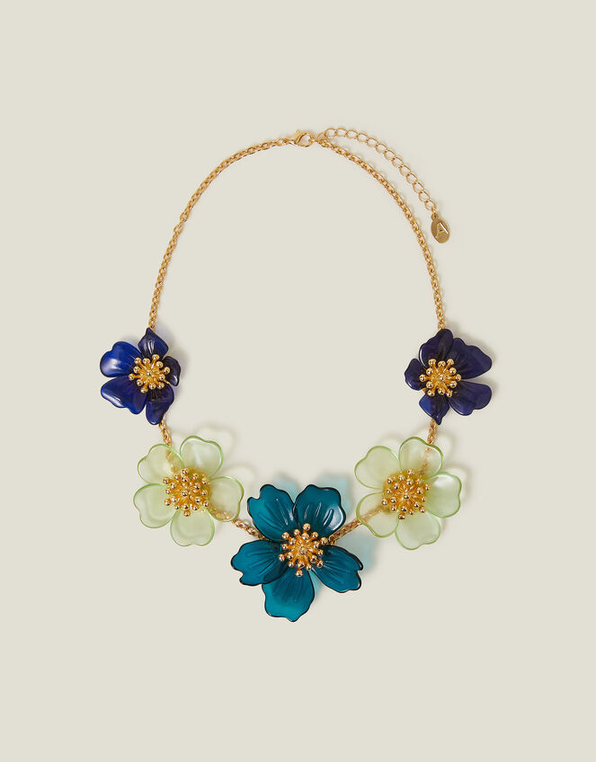Resin Flower Statement Necklace, , large