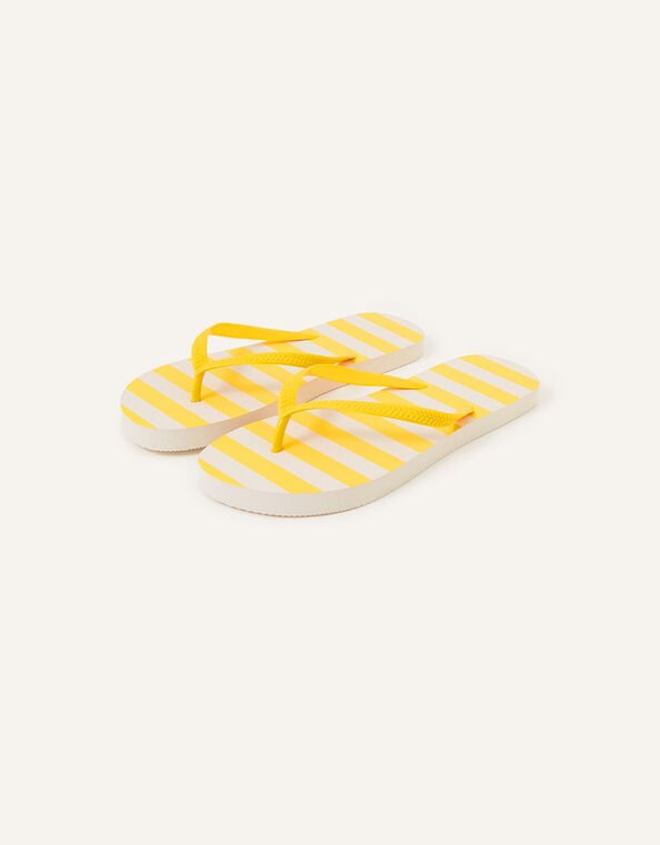 Stripe Flip Flops , Yellow (YELLOW), large