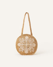 Shell Round Jute Shoulder Bag, , large