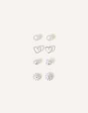 Sterling Silver Mixed Studs 4 Pack, , large