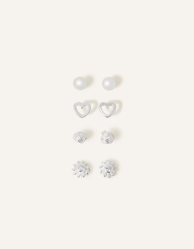 Sterling Silver Mixed Studs 4 Pack, , large