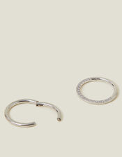 2-Pack Platinum-Plated Surgical Steel Septum Clicker Hoops, , large