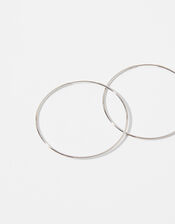 Platinum-Plated Simple Hoop Earrings, , large