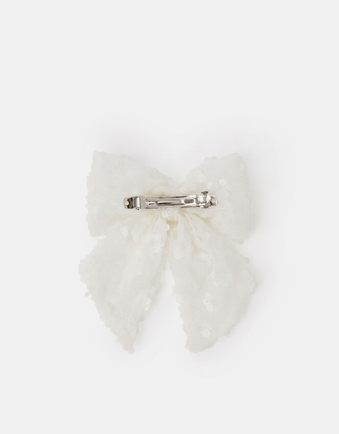 Girls Sequin Mesh Bow Barrette Hair Clip, , large