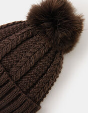 Fluffy Pom Beanie Hat, , large