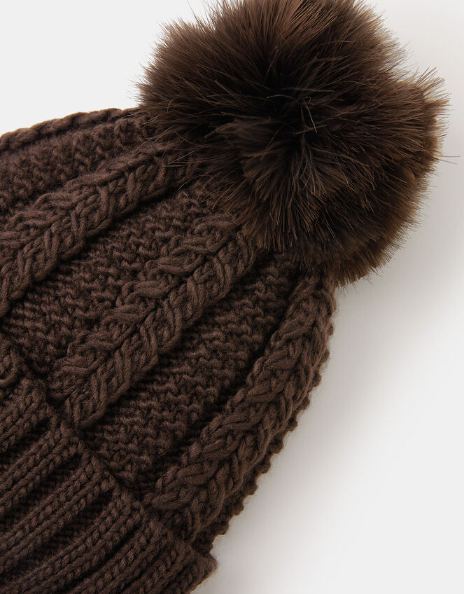 Fluffy Pom Beanie Hat, , large